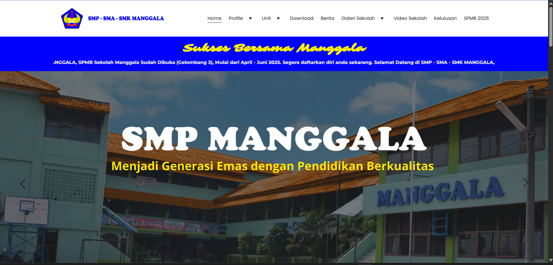 Pengembangan Website Profil Resmi Sekolah Manggala (Official School Website)